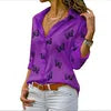Women's Slim Fit Casual Long Sleeve Chiffon Blouse Oversized Lapel Collar Button Design Solid Pattern Business Style for Summer