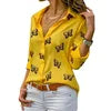 Women's Slim Fit Casual Long Sleeve Chiffon Blouse Oversized Lapel Collar Button Design Solid Pattern Business Style for Summer