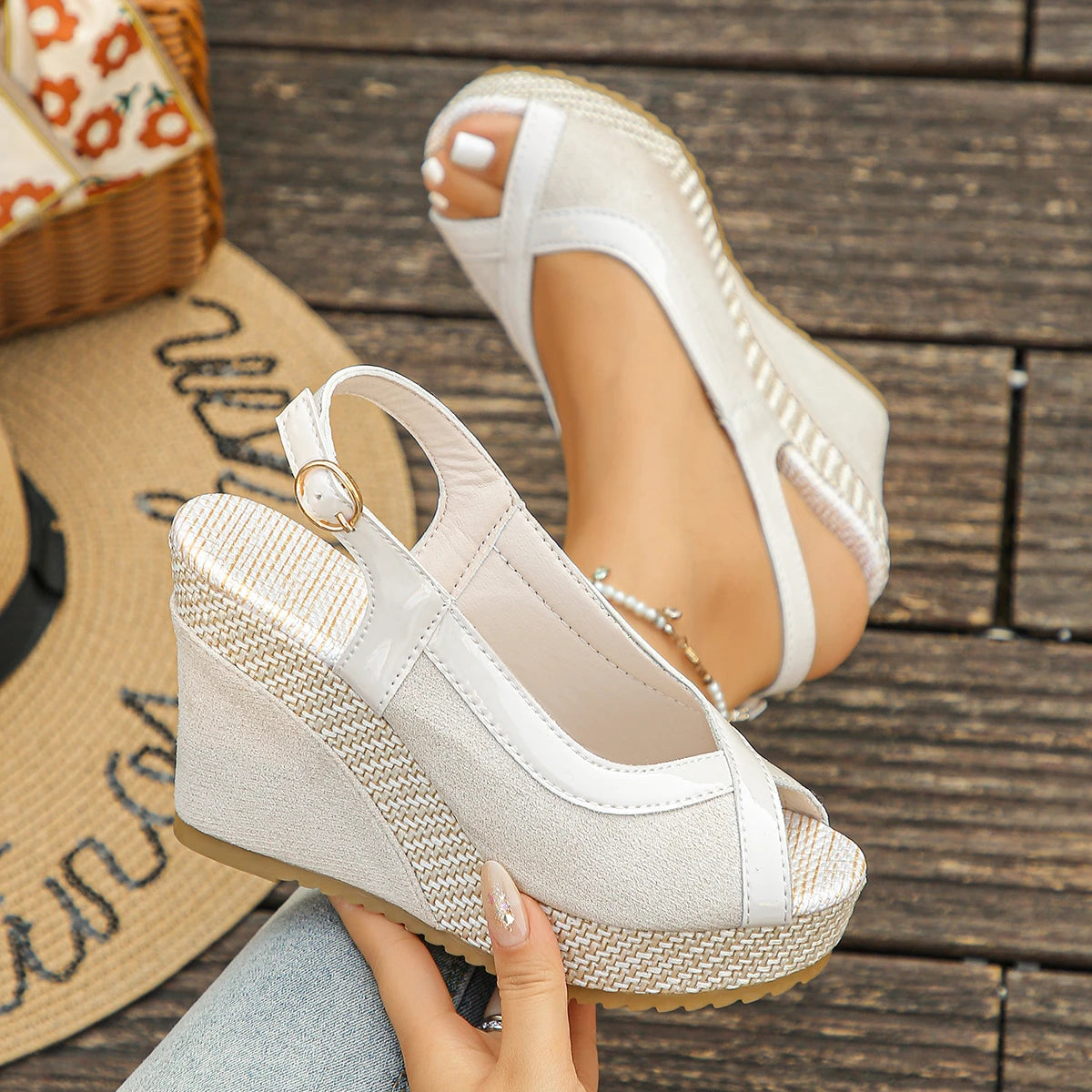 Trend Women Sandals Peep Toe Summer Wedge Sandals Lightweight Casual Platform Shoes Woman Non Slip Gladiator Plus Size Shoes