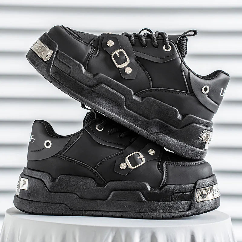 Men's Retro-design Platform Sneakers, Suitable for All Seasons, New High-end Casual White Sneakers, Non-slip and Comfortable.