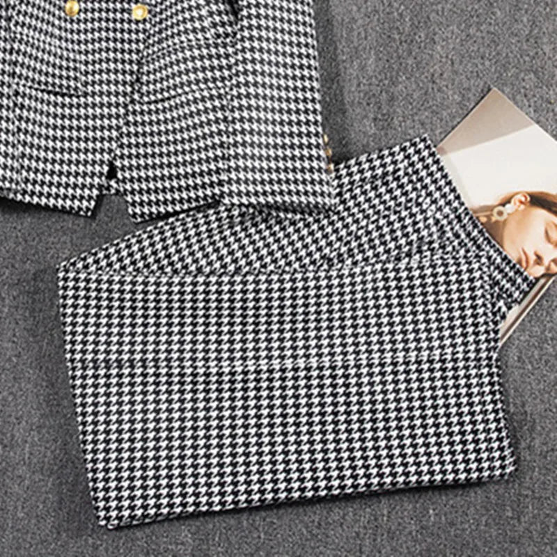 Retro Fashionable Women's Suiting Jacket And Pants Set Casual Design Spring Autumn Korean Style Slim Fit Commute Ready